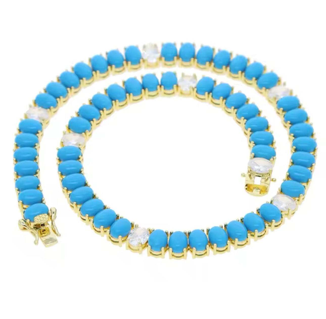 Turquoise and CZ Baguette Necklace | Erika Williner Designs