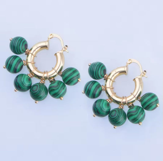 Green Malachite Color Hoop Earrings | Erika Williner Designs