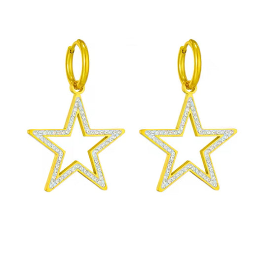 Pave Embellished Stars on Stainless Steel Mini Hoops | Erika Williner Designs