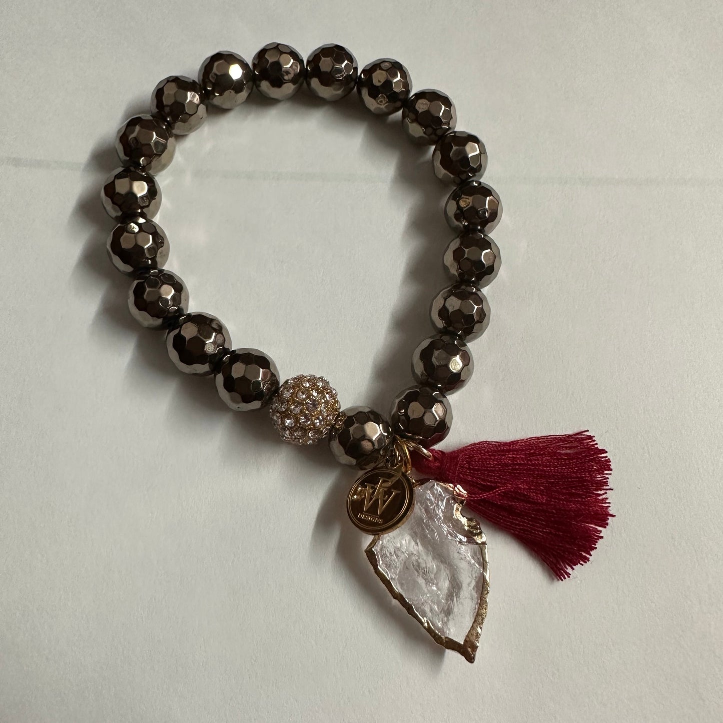 Seminoles Raw Crystal Arrowhead Charm Pyrite Bracelet 430-20 | Erika Williner Designs