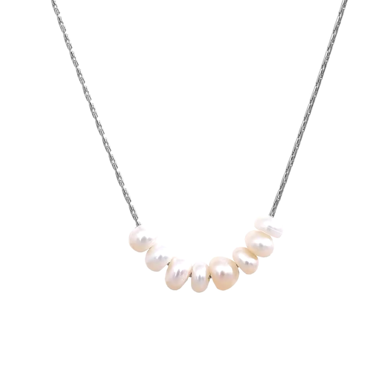 Dainty Necklace with Disc Fresh Water Pearls | Erika Williner Designs