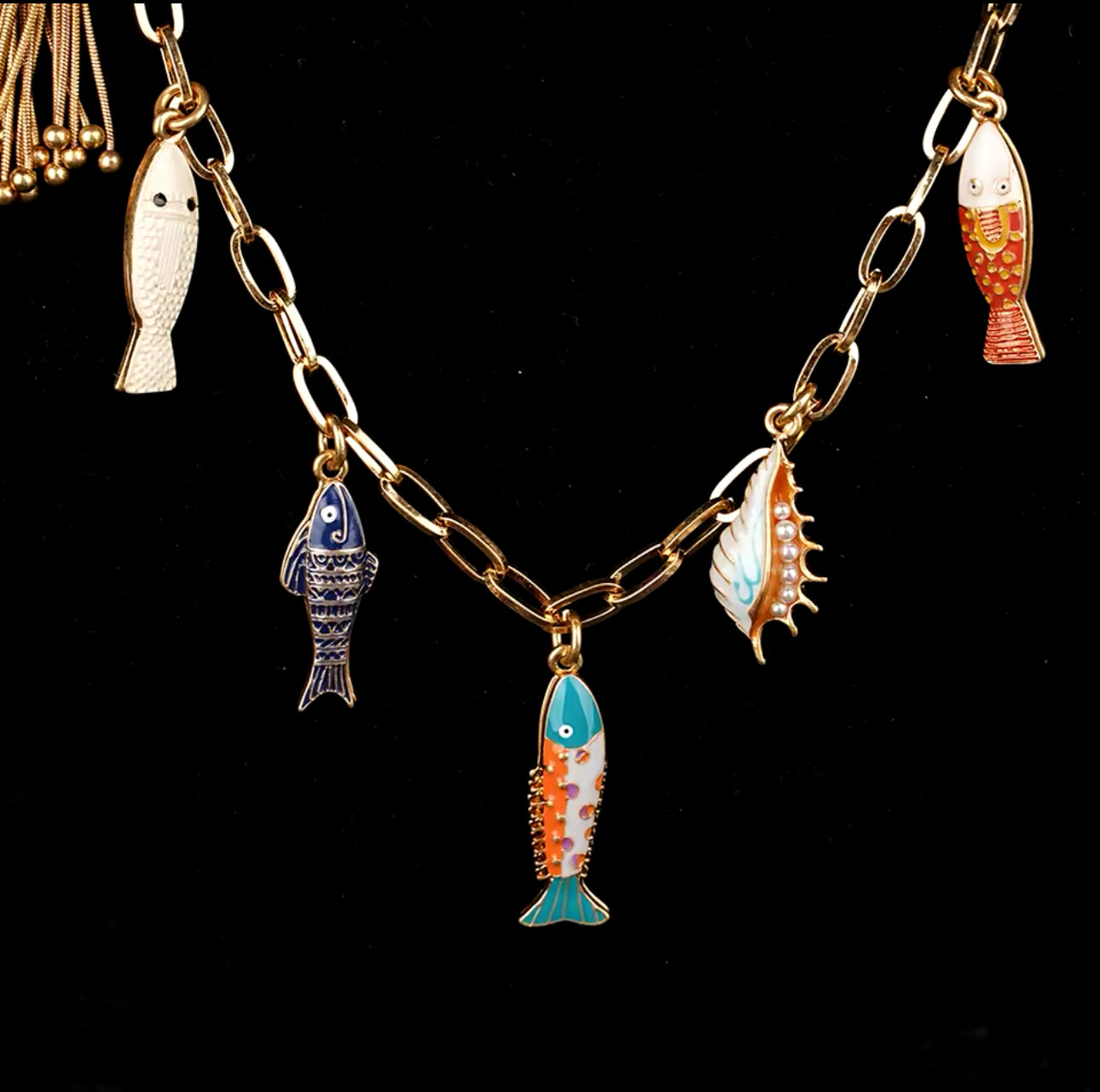 Enameled Small Fish Charm Necklace | Erika Williner Designs