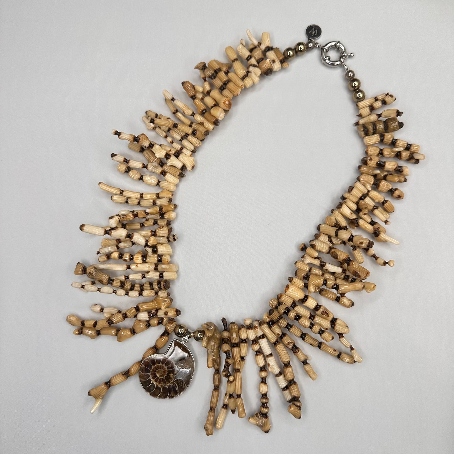 Princess Coral Necklace with Fossilized Ammonite Pendant | Erika Williner Designs