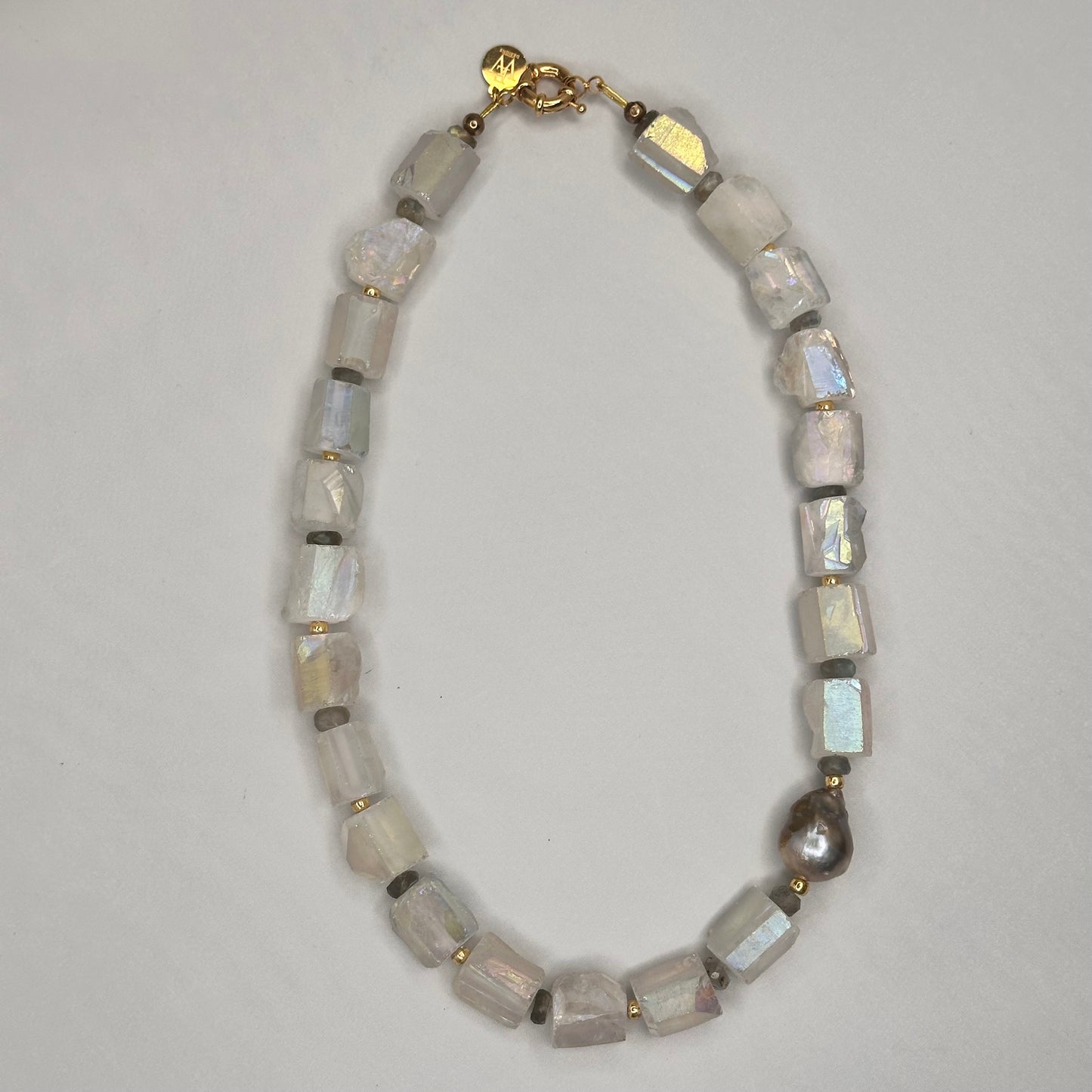 Aura Quartz, Labradorite and Baroque Pearl Necklace | Erika Williner Designs