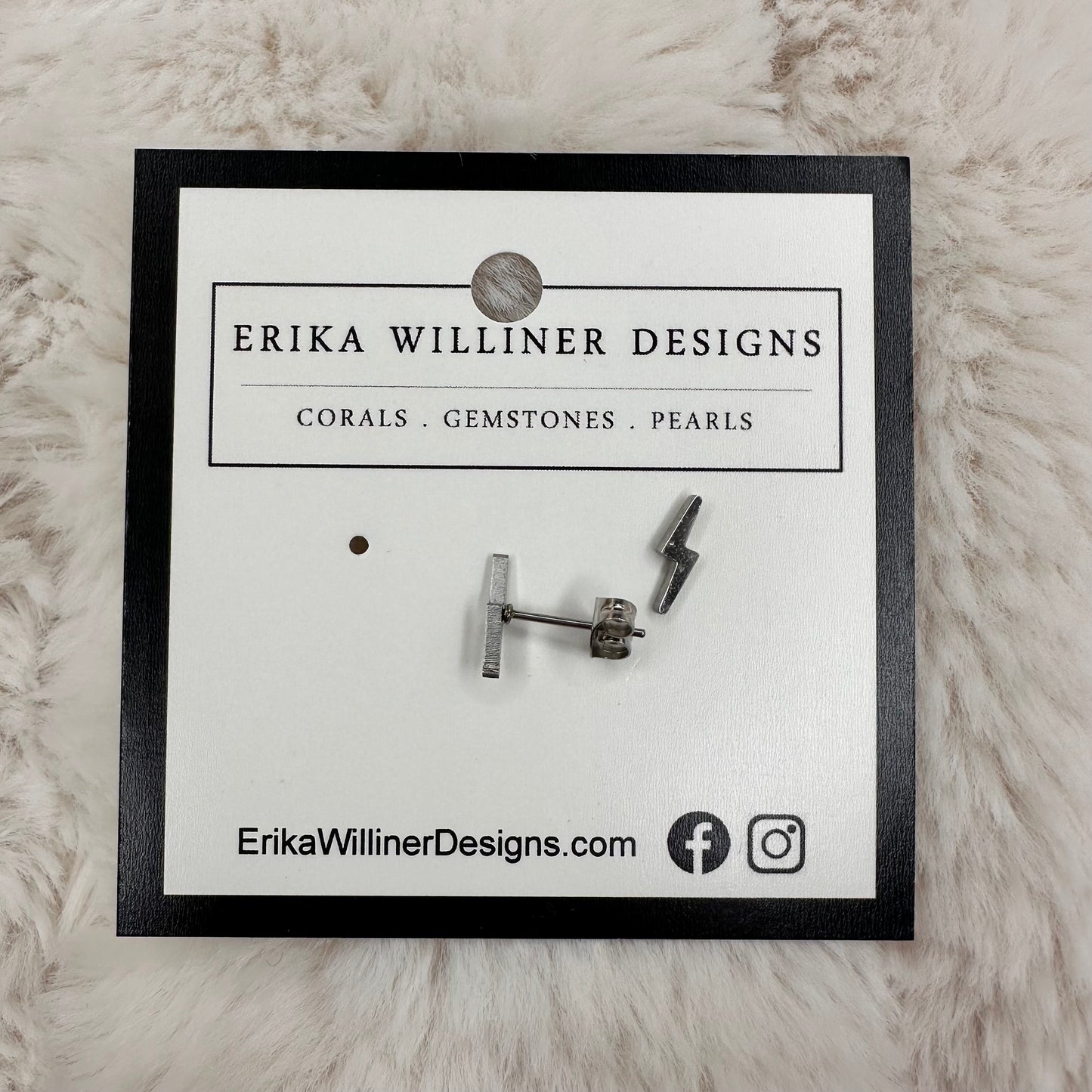 Dainty Stainless Steel Lighting Bolts Studs | Erika Williner Designs