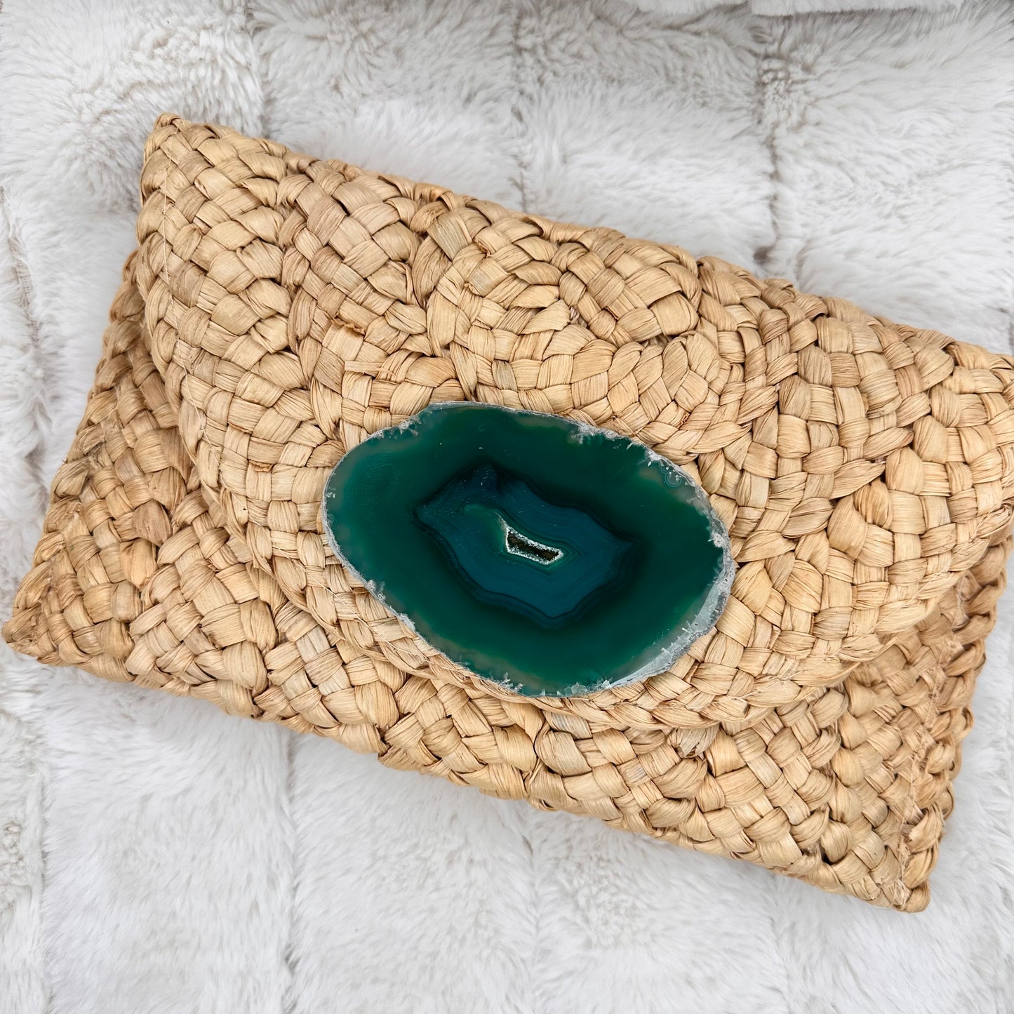 Clutch with One of a kind Green Agate | Erika Williner Designs