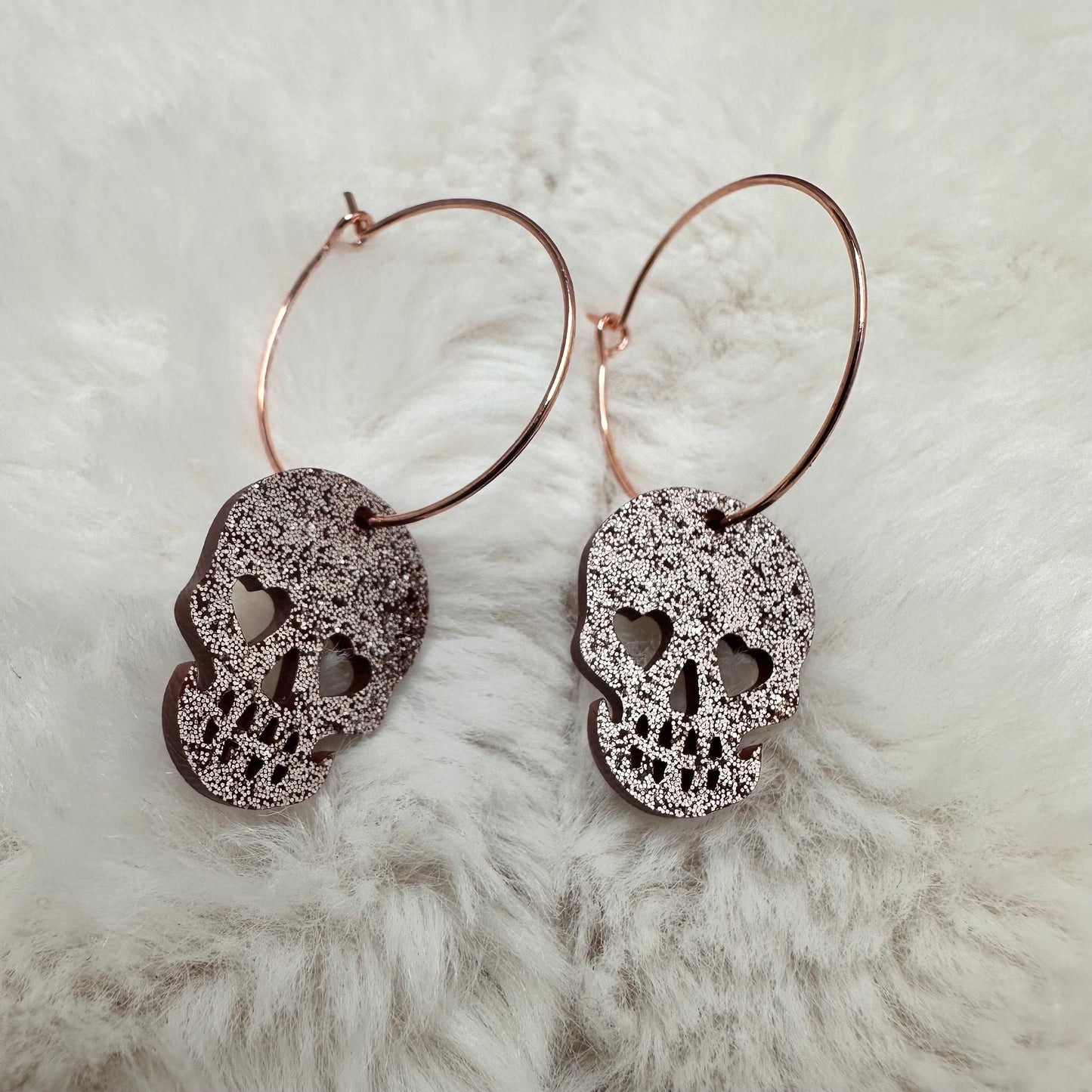 Rose Gold Skull Pirate Gasparilla Resin Earrings | Erika Williner Designs