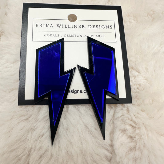 Blue Mirror Lighting Bolt Earrings | Erika Williner Designs