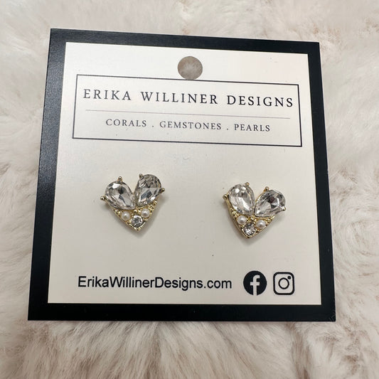 Crystal Stud Heart Earrings | Erika Williner Designs