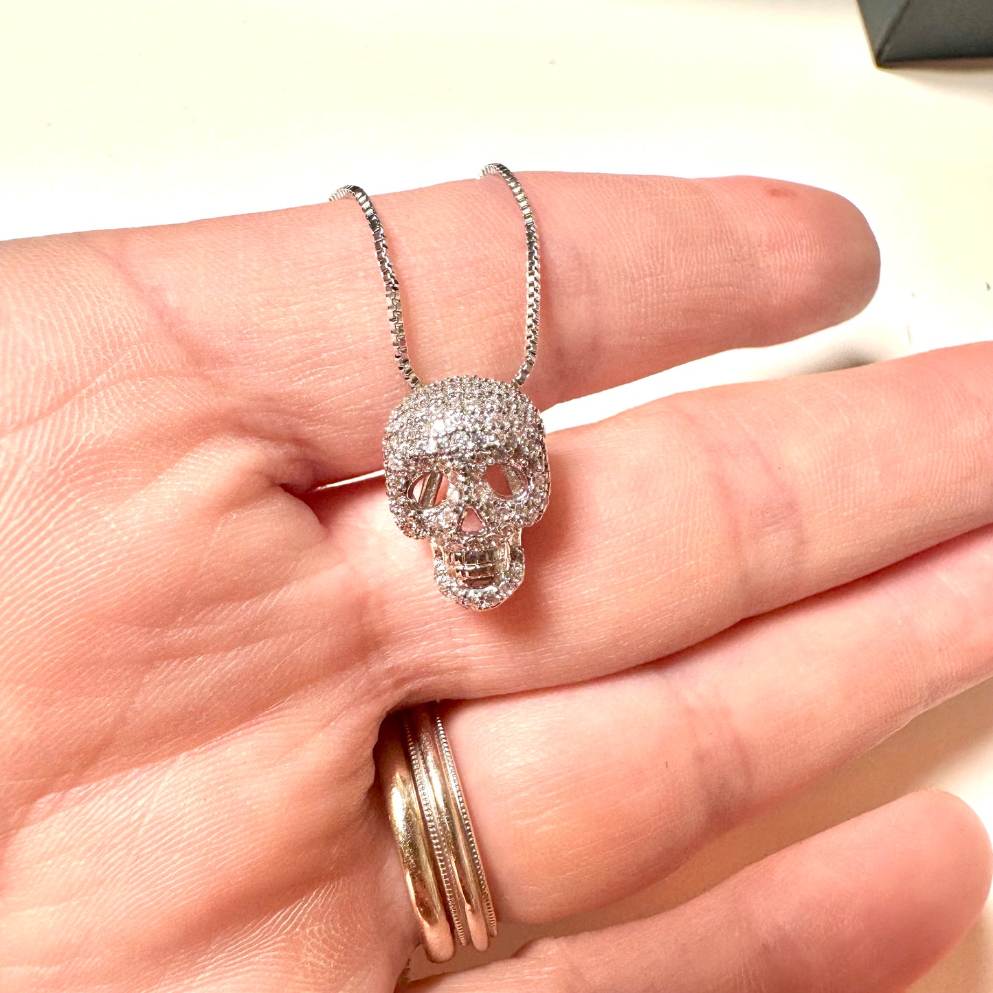 Dainty 3D Sparkly skull necklace | Erika Williner Designs