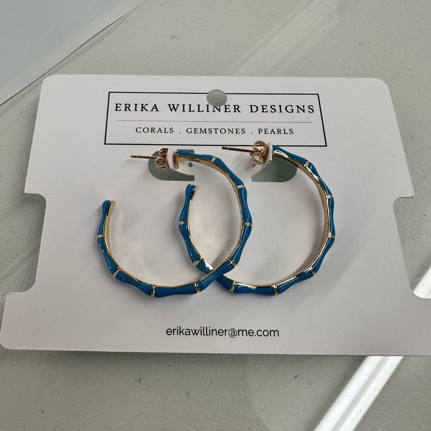 Bamboo Enamel And Gold Plated Hoops 200-30 | Erika Williner Designs