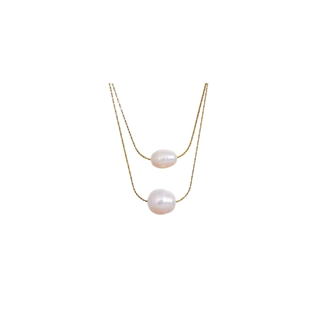 Double Chain Dainty Fresh Water Pearl Necklace | Erika Williner Designs