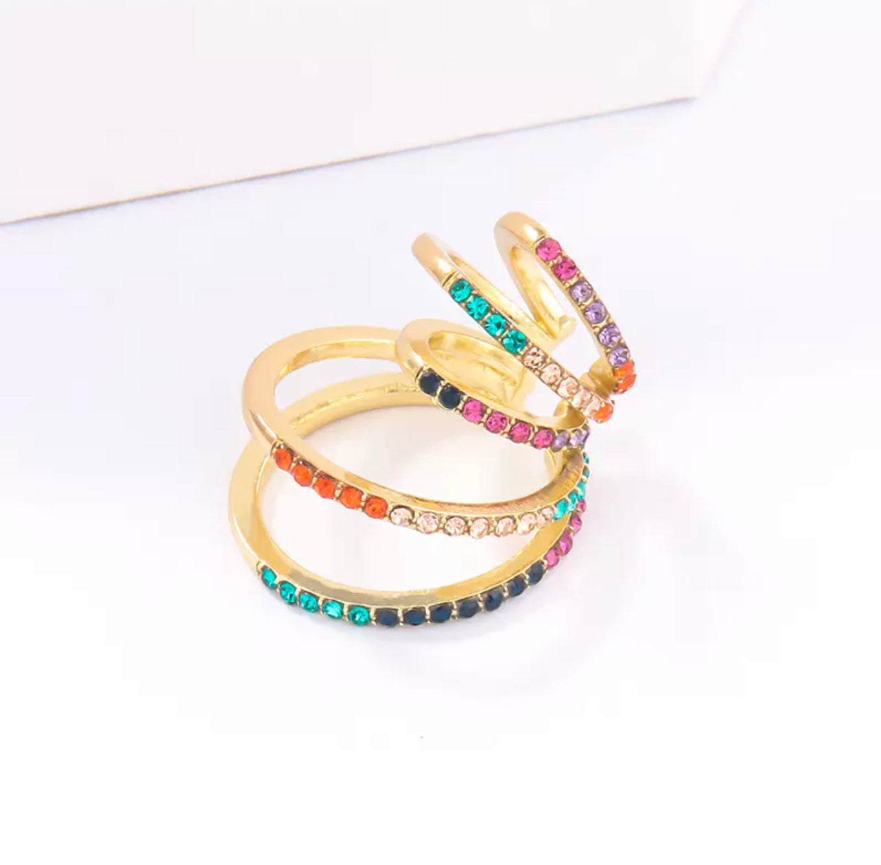 Gold Ear Cuff with colorful CZ embellishment